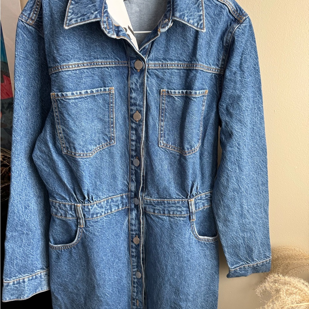 ZARA  NWT  Denim midi Dress - Picture 3 of 13